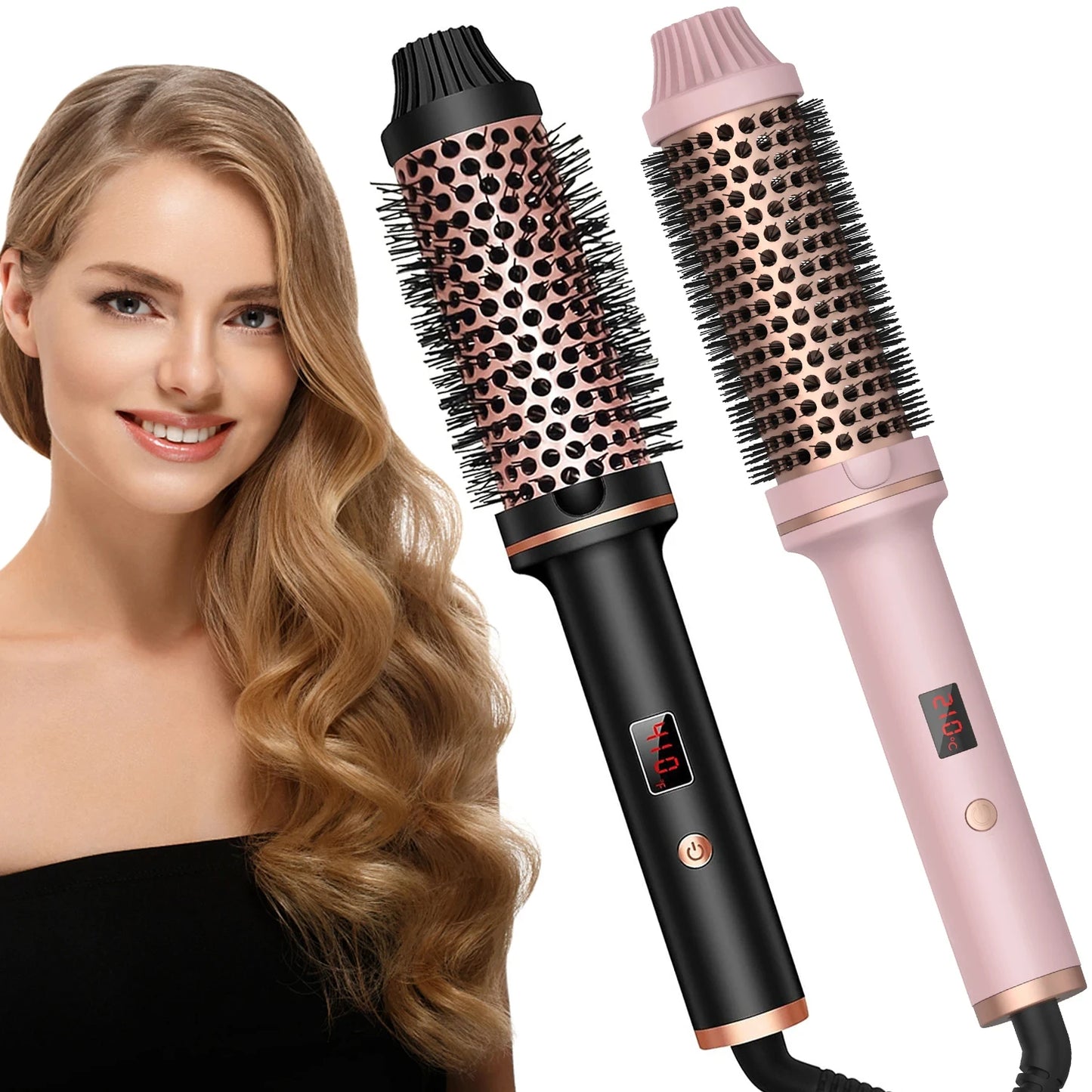 Valentine Gift Hair Curler Straightener Electric Hair Brushes Hot Comb Professional Curling Iron Heated Anti-Scald Thermal Brush